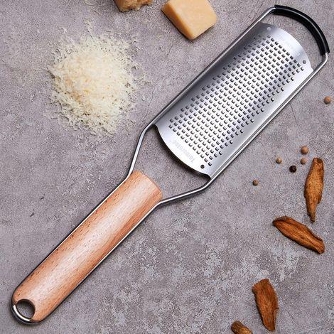 1 Râpe À Fromage Acier Inoxydable Manche Bois Naturel Lame Fine Pour Parmesan Citron Gingembre Cuisine (1/5)