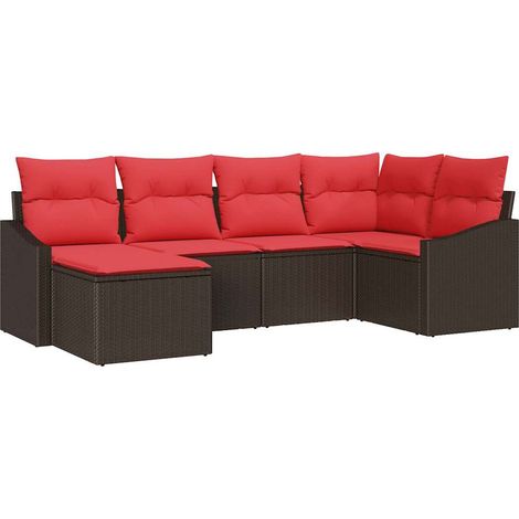 Sofa Set 6 pcs Brown [Synthetic]: Poly Rattan vidaXL (1/5)