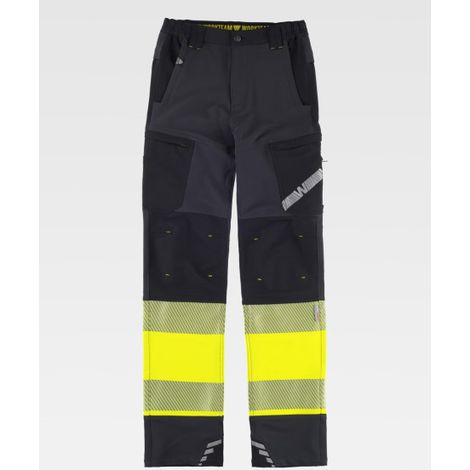 Pantalón elástico combinado reflectante de alta visibilidad C3555 WORKTEAM XL Gris Oscuro+Negro