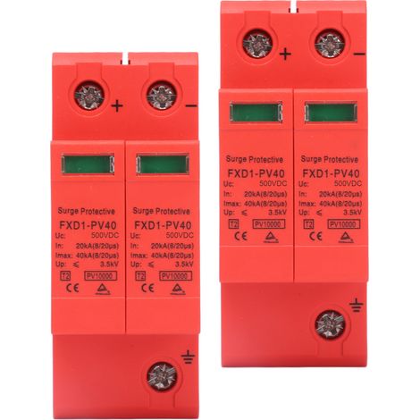 2 parafoudres photovoltaïques CC 2P 40 kA avec signal à distance FXD1-PV40500V (1/5)