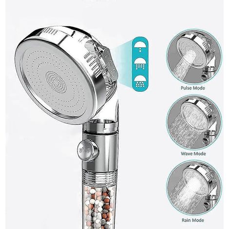 3-in-1-Duschkopf: Wassersparender Duschkopf mit Ionenfilter und Kalkfilter
