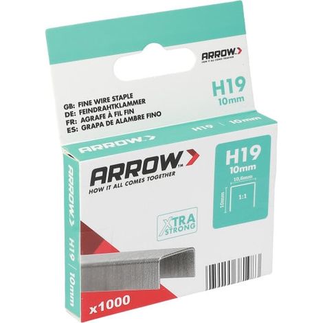 Arrow Tackerklammer Feindraht H19 10 mm Stoff & Gewebe 1000 Stück (1/3)