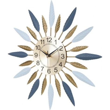 56 cm große, goldfarbene Wanduhr aus Metall – Mid-Century-Modern-Design – Rostbeständige Oberfläche – Geräuschloses Uhrwerk für Wohn- und Schlafzimmer (1/5)