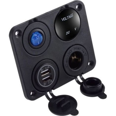 Panneau de commutation 4 en 1, voltmètre numérique étanche, alimentation de voiture 12V, double chargeur Usb, prise allume-cigare avec interrupteur à bascule