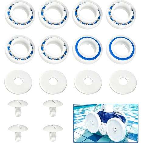 Kit de Reconstruction de Nettoyeur de Piscine, Pièces Détachées pour Robot Polaris 280 et 180, Comprend 8 Roulements à Billes de Roue C60, 4 Vis C55 et 4 Rondelles C64, Accessoires de Réparation (1/5)