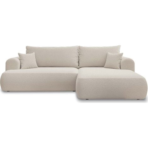 Canapé d'angle droit convertible Velaro Bouclette Beige (1/5)