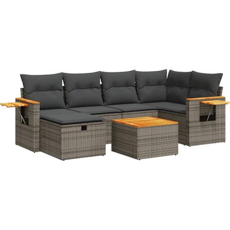 vidaXL Set Divani da Giardino 7 pz con Cuscini Grigio in Polyrattan (1/5)