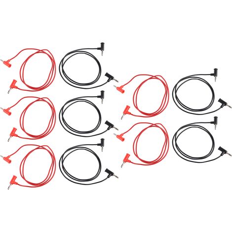 Jeu de 5 câbles test mâle-mâle, fiche banane 4mm, âme en laiton, gaine PVC, cordon de mesure pour réparation électronique et bricolage. (1/5)