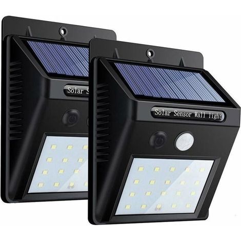 LaBlanc - Pack de 2 luces LED solares inalámbricas para jardín, 20 LED, impermeables, con sensor de movimiento y tres modos inteligentes, para exteriores, iluminación solar para jardín y patio (1/5)