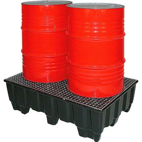 BRB Sicherheits Auffangwanne aus Kunststoff, mit verz. Gitterrost, LxBxH 1230x830x400 mm. Auffangvolumen 235 Liter (1/2)