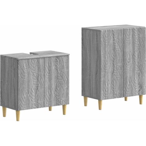 2 Piece Bathroom Cabinet Set DELFT Grey Sonoma Engineered Wood vidaXL (1/5)