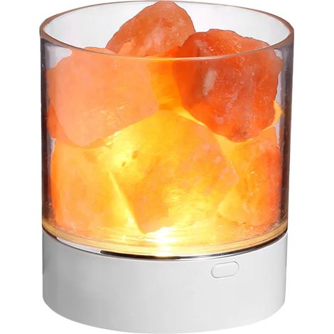 Veilleuse en pierre de sel, lampe LED en cristal de roche portable USB, purificatrice d'air naturelle pour voiture, maison, bureau, chambre, décoration de bureau (1/5)