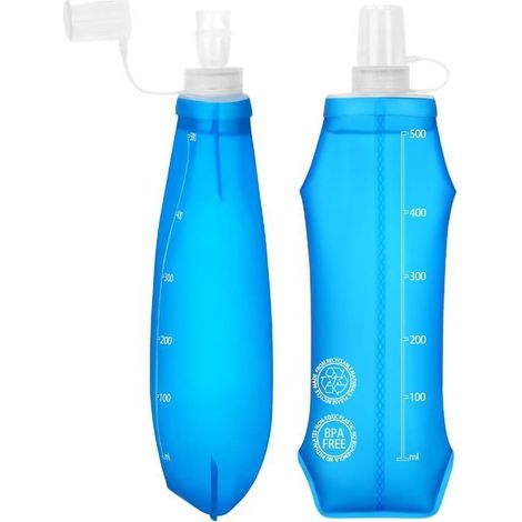 Lot de 2 flasques souples — Sans BPA, 500 ml — Anti-poussière et étanches adaptées à la course à pied et au camping (1/5)