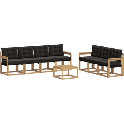 Conjunto de sofás de exterior con cojín 8 pcs Blanco y Negro vidaXL (1/5)