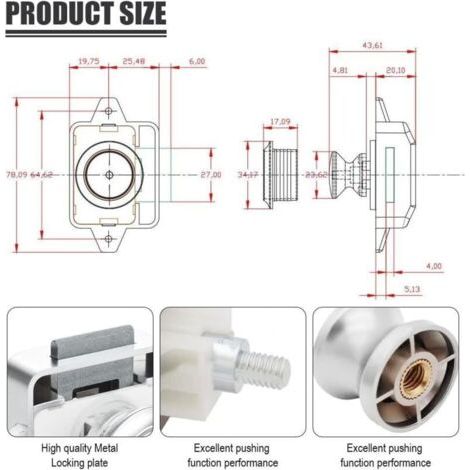NALOOKAMIC Lot de 10 Bouton Poussoir Verrou Armoire Loquet Sans Clé, Loquet à Bouton Poussoir Ajustement 15-18mm épaisseur RV Bateau Van Yacht Camping Car Placard Porte Armoire