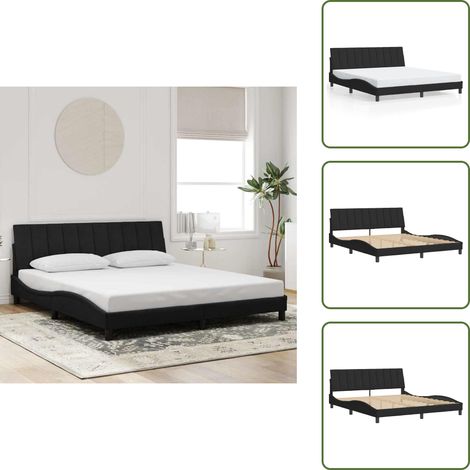 Cuscino testiera - vidaXL Giroletto senza Materasso Hanko Nero 180x200 cm in Velluto - Letto in velluto