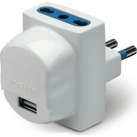 Scame presa multipla adattatore blueline usb+2 pr 2p+t 16a bianco