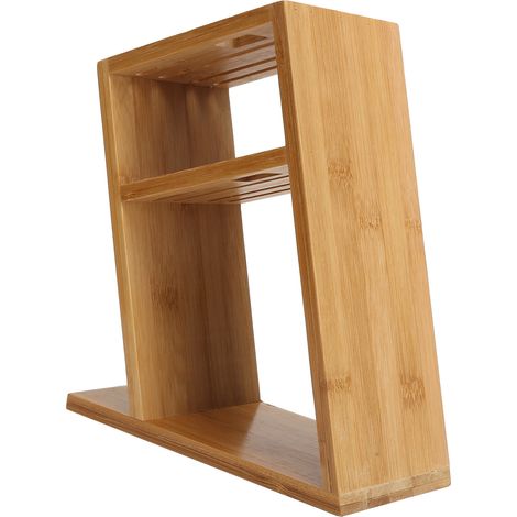 Porte-couteaux en bambou, support à couteaux incliné, ustensiles de cuisine ajourés et ventilés, étagère de rangement multifonctionnelle en bambou (1/5)