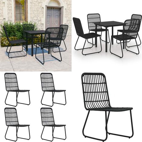 5-tlg. Garten-Essgruppe Poly Rattan und Glas - Gartensessel - Gartenstuhl - Gartentisch - Outdoor Furniture - Balkonmöbeln - Home & Living (1/5)