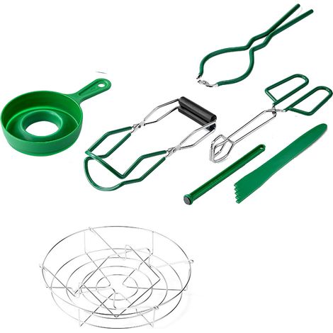 Kit de fabrication de confiture 7 pièces vert, outils résistants à la chaleur pour pots, ustensiles de cuisine et pâtisserie, lot de mise en conserve (1/5)