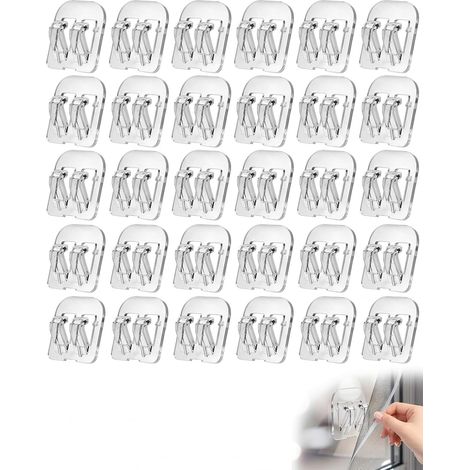 Crochet Adhésif Fixation Murale Sans Perçage pour Filet Chat - Lot de 30 (6x6cm) - Résistant Extérieur pour Protection Balcon (1/5)