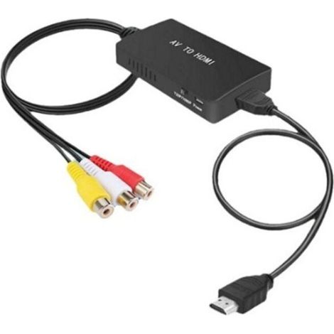 1 Adaptador RCA a HDMI negro, convertidor AV a HDMI, entrada RCA, salida de vídeo, adaptador de audio para Sky/DVD/STB para pantalla HDTV ZHQRCA03 (1/5)
