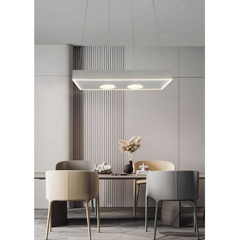TRADE SHOP - Lampadario Led Moderno Minimal Lampada Sospensione 40w Luce Calda Naturale Lp-08b - -Bianco Naturale -