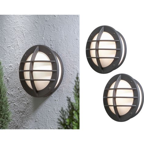 2er Set Außenwandleuchte / Wandlampe ODEN 31cm, Alu schwarz, Acrylglas weiß (1/5)