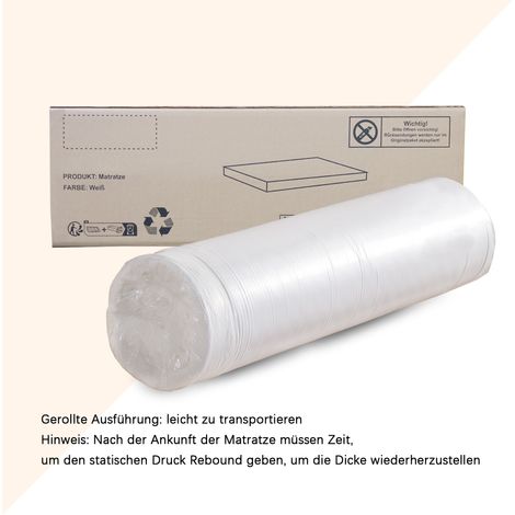 Matelas pliable, tissu en nid d’abeille, certifié Öko-Tex, ergonomique, respirant et durable, emballage sous compression, tapis polyvalent, fermeté H3, mousse 23D, blanc, 140x200cm&140x100cm (1/5)