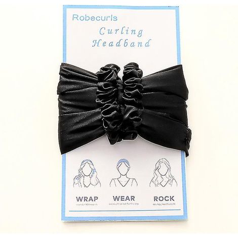 Bandeau de bigoudis sans chaleur en mousse souple et flexible, outil de coiffure pour filles, noir (1/5)