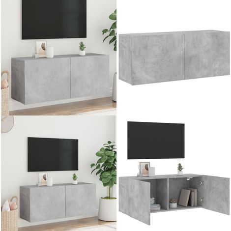 Meuble TV mural gris béton 100x30x41 cm - Meuble Tv Mural - Meuble Tv Gris - Support Tv - Meuble Hifi - Rangement Tv - Home & Living (1/5)