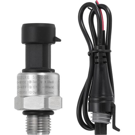 Capteur De Pression Transmetteur Avec Connecteur, G1/4" 200 PSI Transmetteur De Pression En Acier Inoxydable Pour Oil Fuel Water Air (1/5)