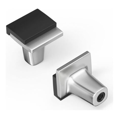 Set mit 2 Schrankgriffen aus gebürstetem Nickel, silberfarben, schwarz und gebürstetem Nickel, quadratisch aus Zinklegierung für Türen, Kommoden und Schlafzimmer