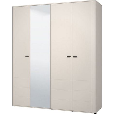 Großer Kleidersack, Schlafzimmer-Schrank 2 Regale, Kleiderstange, 4 Fächer, 179,5x210,5h cm Cremeweiß