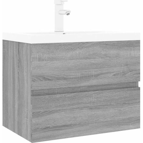 Maison Exclusive - Waschbeckenschrank mit Einbaubecken Grau Sonom