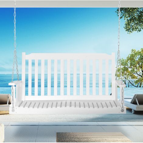 seduta sedia legno 117x69x60 2 posti giardino bianca OKMYHOME (1/3)