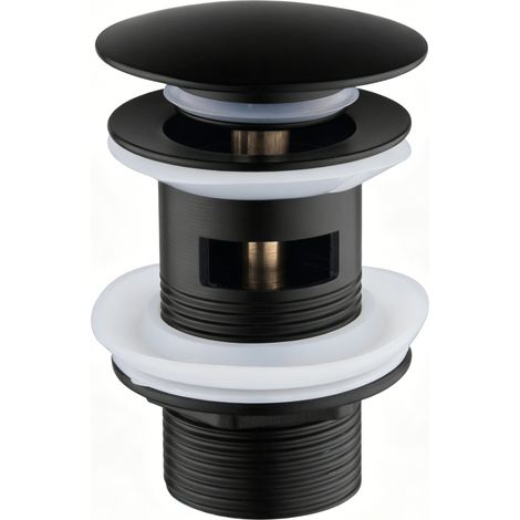 Siphon lavabo noir alliage zinc à clic sans trop-plein, pour vasque 66x102mm (1/4)