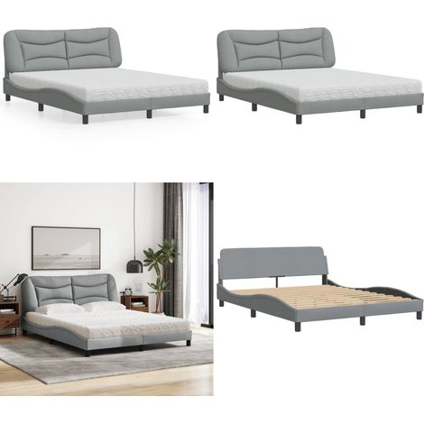 Bett mit Matratze Hellgrau 160x200 cm Stoff - Bettsofa - Boxspringbetten - Doppelbett - Einzelbett - Lattenrost - Home & Living (1/5)