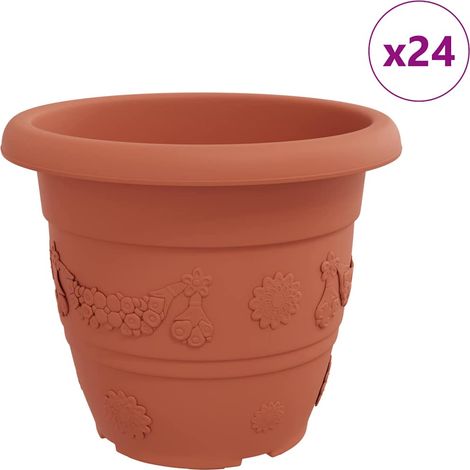Maison Exclusive - Runder Blumentopf 24 pcs Ziegelrot Ø 34 x 28 c