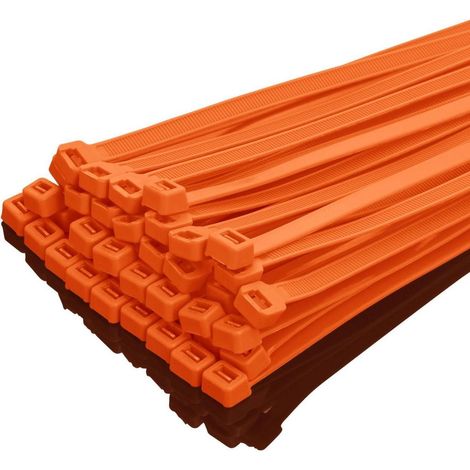 Kabelbinder 100 Stück, strapazierfähig, 50kg Zugfestigkeit, 300mm x 7.6mm, Orange (1/5)