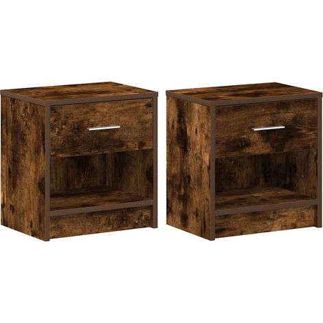 Maison Exclusive - Comodini 2 pz con Cassetto Rovere Fumo 39x28x41 cm