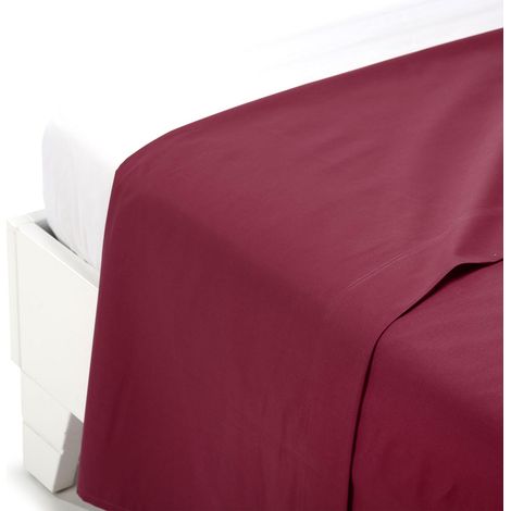 CALEFFI Lenzuolo Sopra Matrimoniale Cotone Tinta Unita Bordeaux