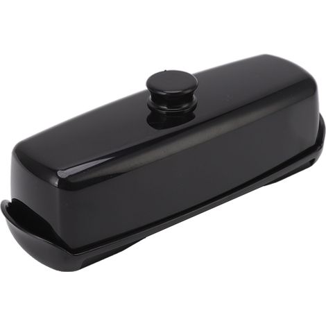 Boîte à beurre en plastique noir, grande capacité, compacte, avec couvercle et couteau, idéale pour la cuisine et le réfrigérateur. (1/5)