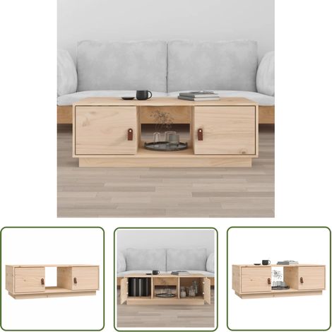 The Living Store Couchtisch 100x50x35 cm Massivholz Kiefer - Kiefernholzmöbel - Holzt Tisch - Couchtisch - Wohnzimmertisch - Beistelltisch (1/5)