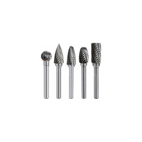 Set di 5 punte per fresa rotativa in carburo di tungsteno, doppio taglio, gambo da 6 mm, testa da 10 mm, per utensili Dremel, trapani/levigatrici elettriche - Crezuo