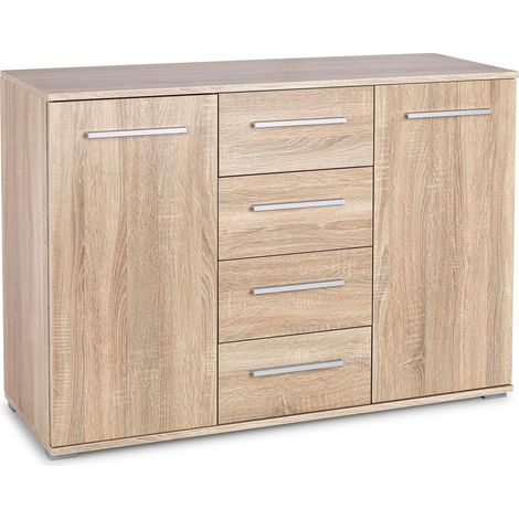 Cómoda Cirveso 103, Roble Sonoma, Con cajones y puertas, Número de cajones: 4, 82x116x41cm