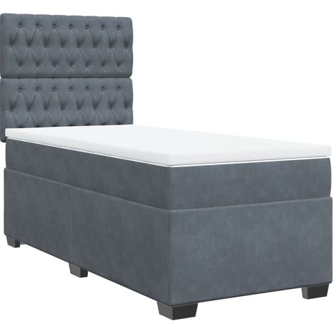 vidaXL Giroletto a Molle con Materasso Grigio Scuro 90x200 cm Velluto (1/5)