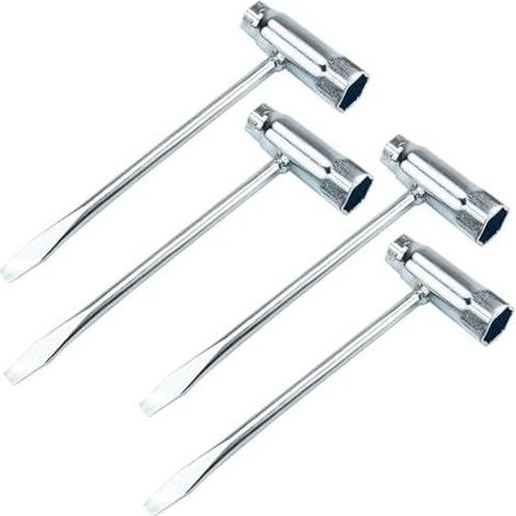 4-teiliges Zündkerzenschlüssel-Set (13 mm, 19 mm), Zündsteckschlüssel mit Schlitzschraubendreher, Multifunktions-Stahlschlüssel, Ausbauwerkzeug für Auto, Maschinen, Wartungswerkzeuge (1/5)