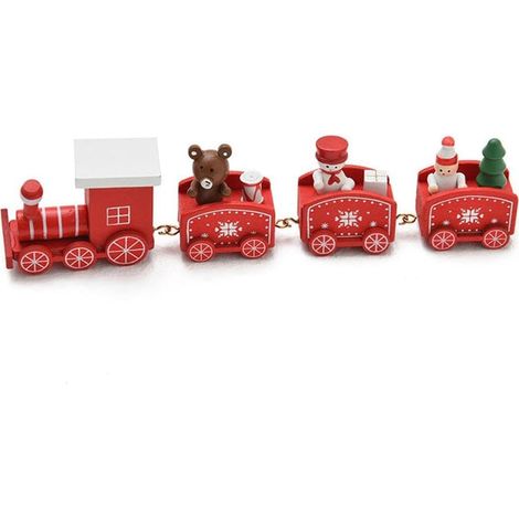 Trenino decorativo natalizio con 3 vagoni in legno per decorazioni natalizie -Verde (1/4)
