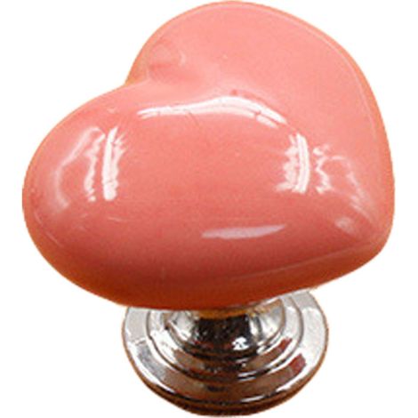 Keramik-Herzgriff für Möbel - ManoMano - [S/38mm] - Einzigartiger dekorativer Griff für Schrank/Tür/Schublade (Rosa) (1/5)